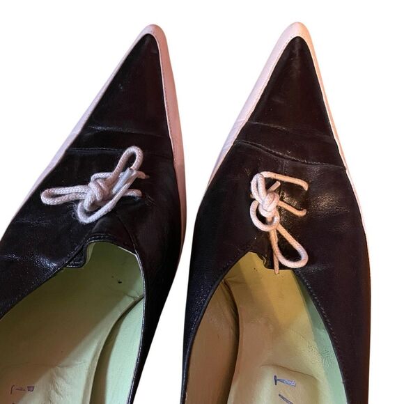 PETER KENT | black silver leather kitten heel mules 38 - Picture 6 of 13